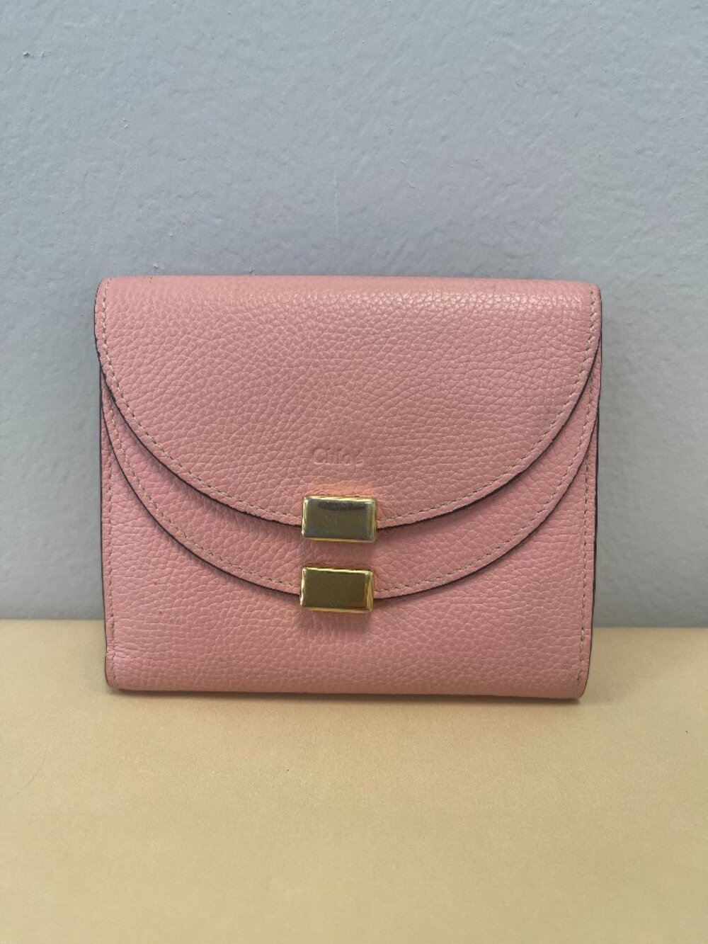 Chloe Georgia Square Leather Wallet in Pink